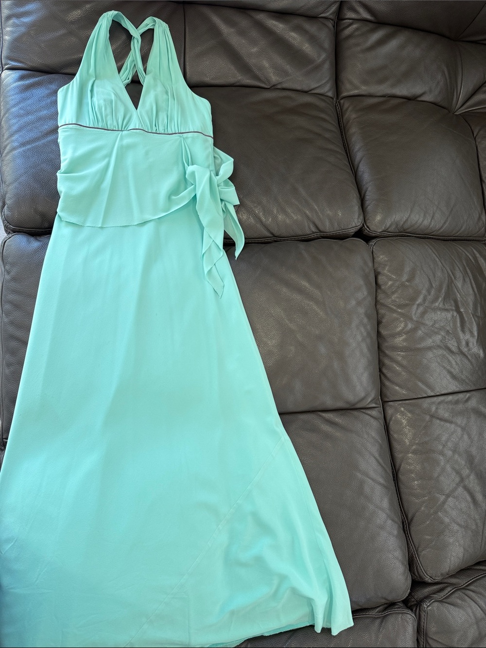 Nicole Miller Mint Halter Maxi Dress with Side Tie